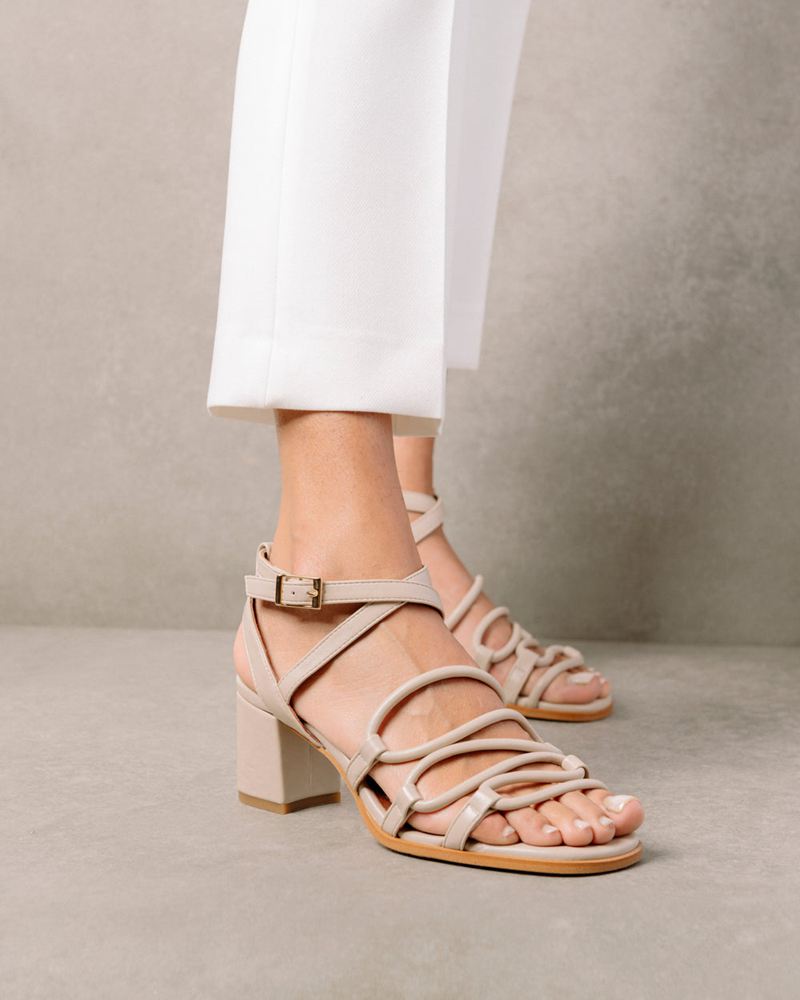 Beige Alohas Mick Vegan Leather Women's Sandals | LYWNV4097