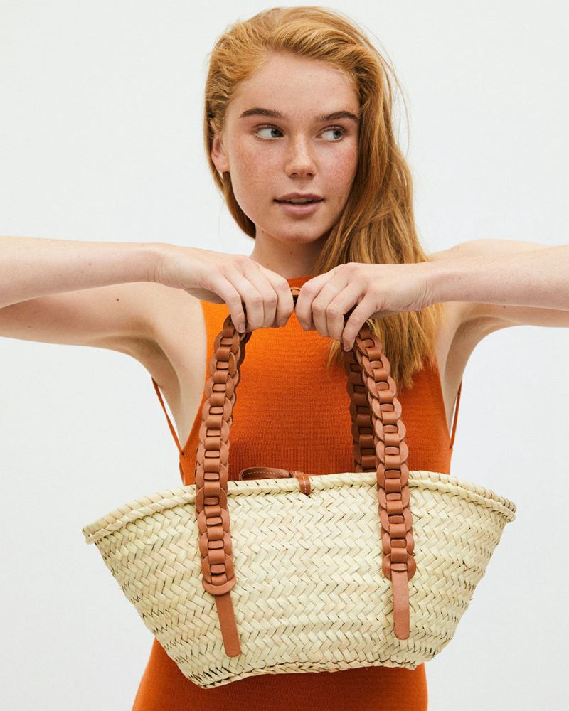 Beige Alohas Woven Basket Women's Bags | PGXLN4753