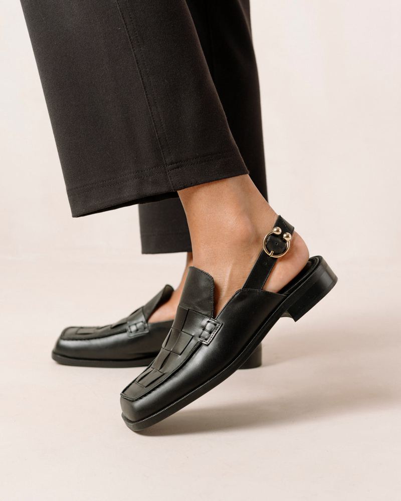 Black Alohas Abe Braided Leather Women's Loafers | MZCQI1578