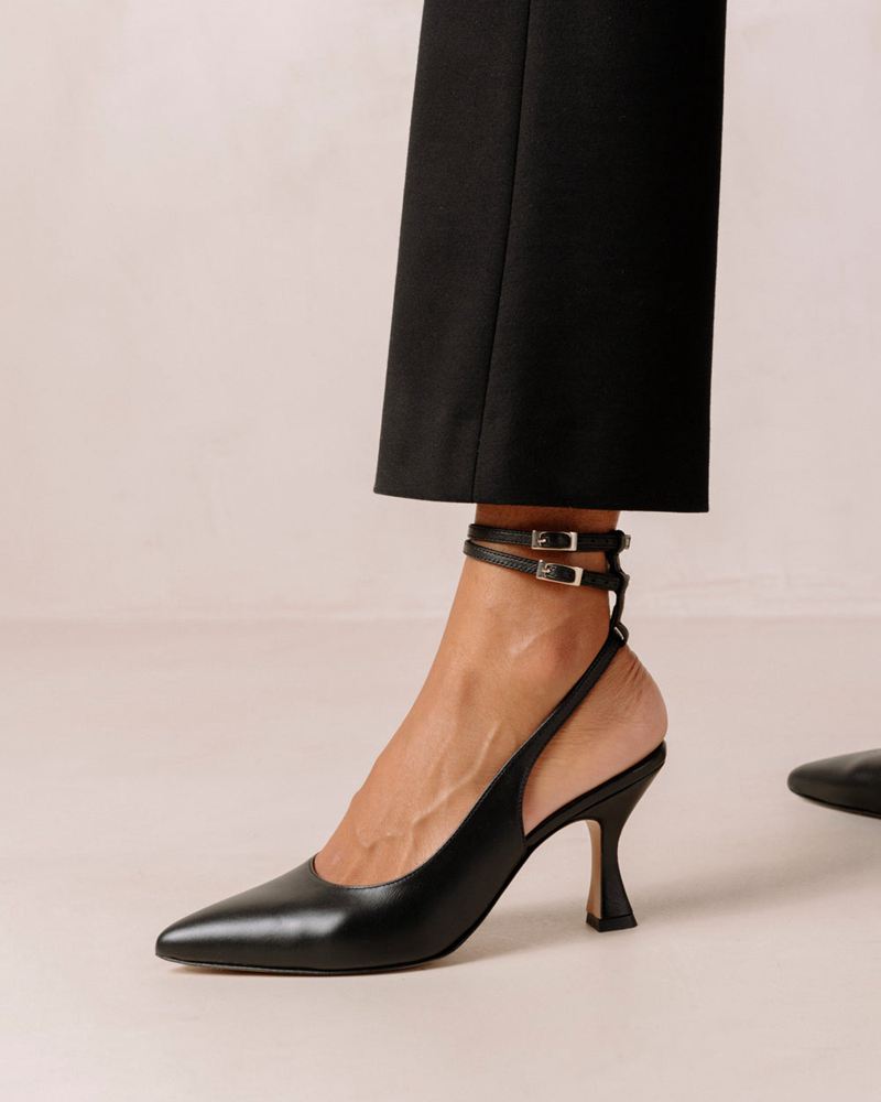 Black Alohas Louise Leather Women's Heels | GUWPH8942