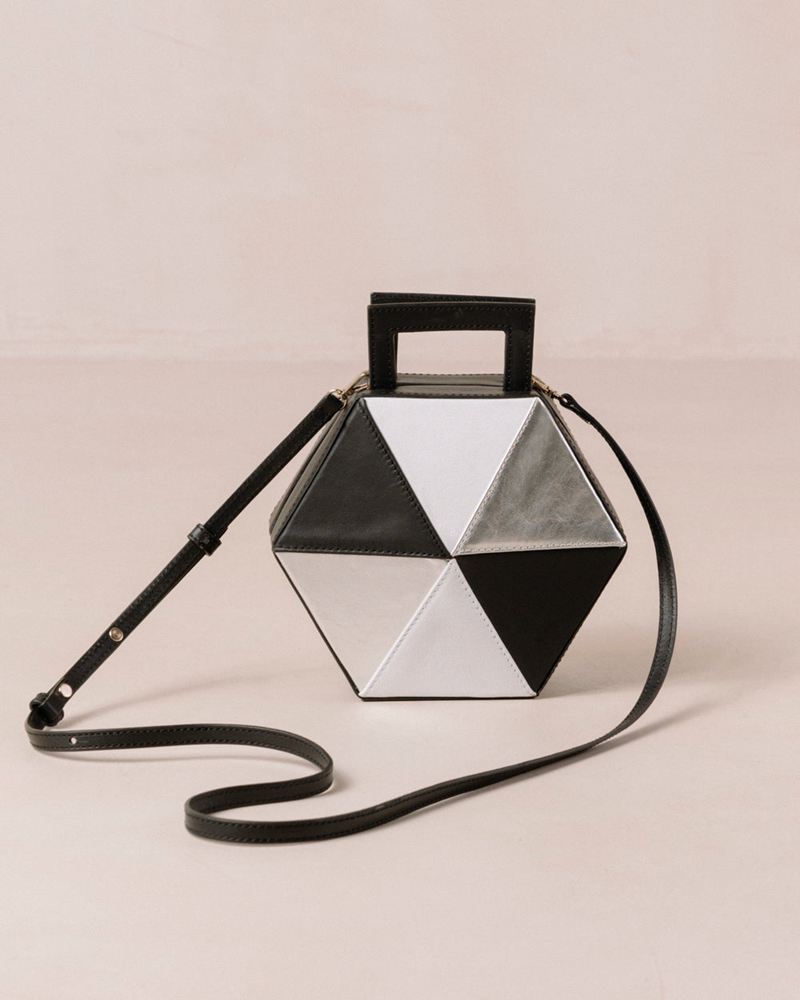 Black/Silver Alohas The K Leather Women's Bags | EAHSM4758