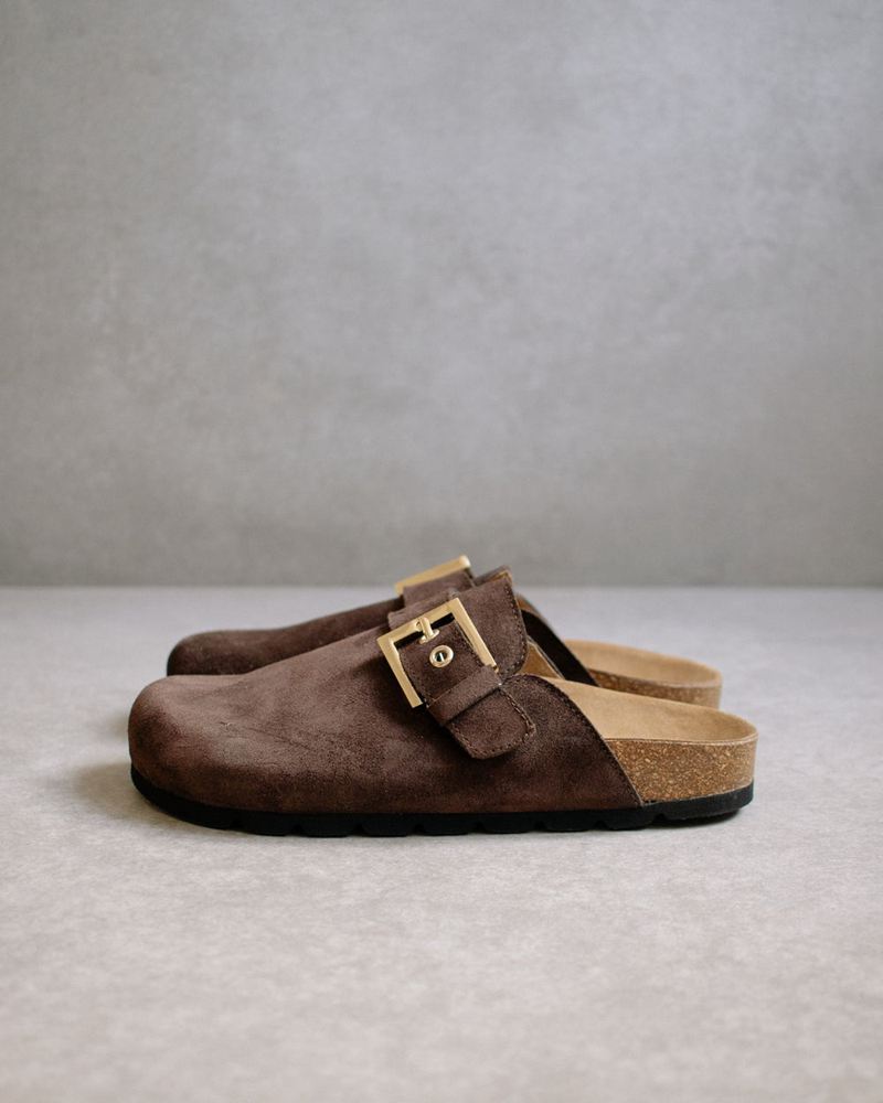 Brown Alohas Cozy Women's Mules | XGKBN0297