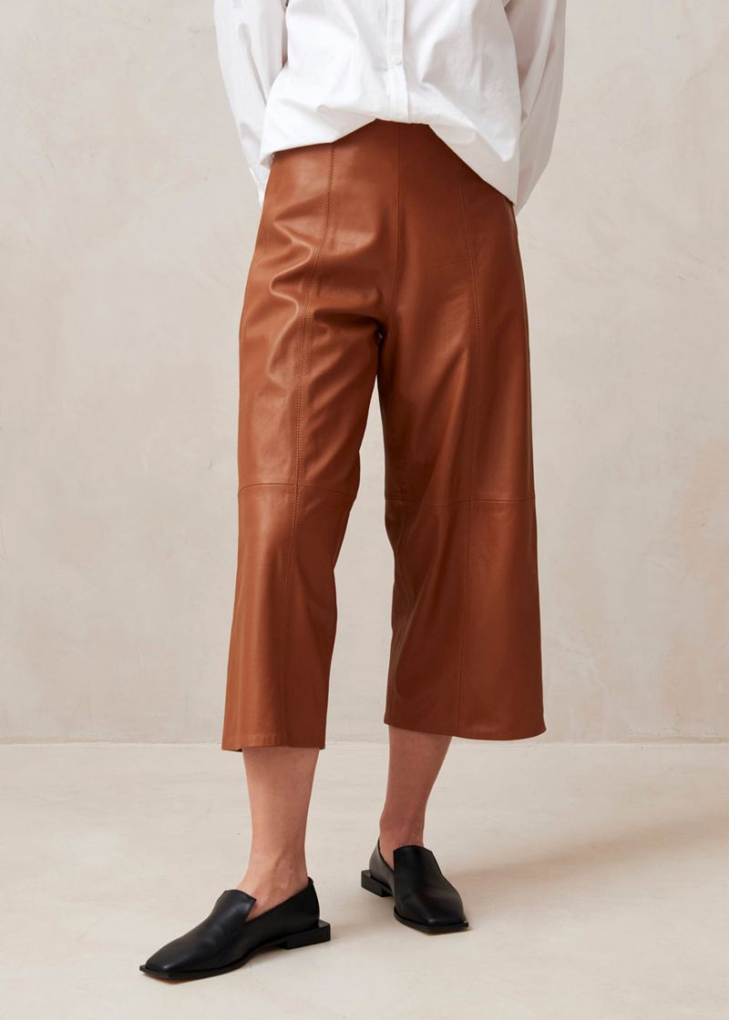 Brown Alohas Montpellier Leather Women's Pants | IHJGW7620