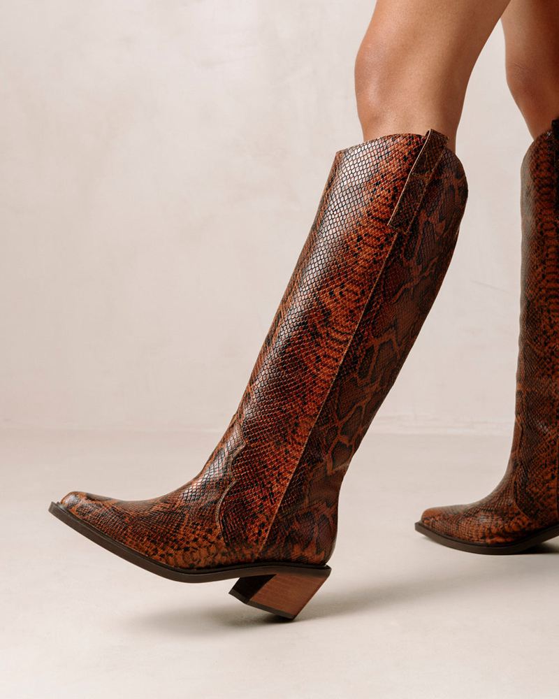 Brown Alohas Mount Leather Women's Cowboy Boots | CIONB5349