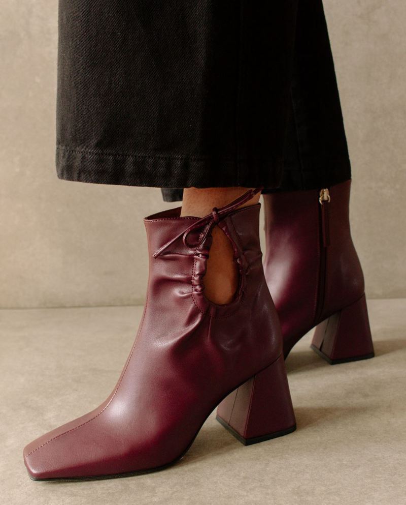 Burgundy Alohas Pigment Vegan Leather Women's Ankle Boots | YMJLC2573