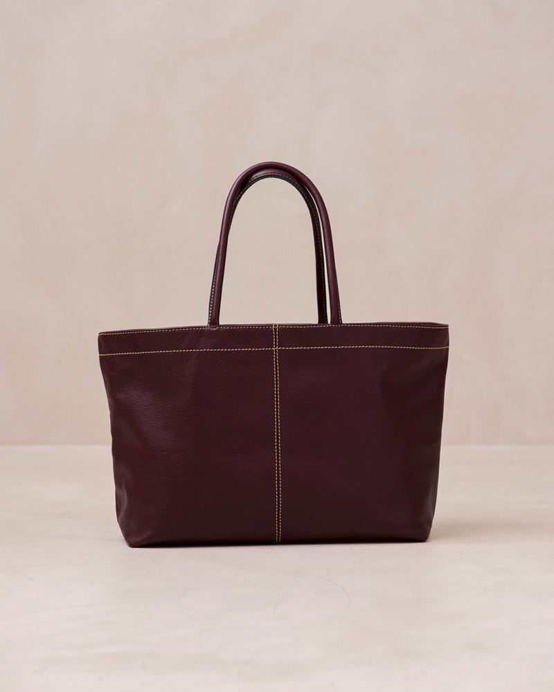 Burgundy Alohas The F Leather Women's Bags | VSPYK0962