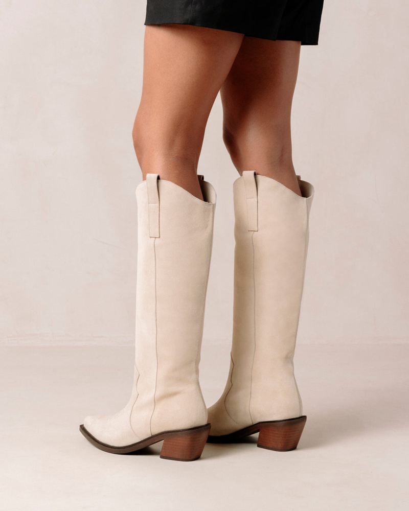 Cream Alohas Mount Leather Women's Cowboy Boots | CKTRM1076