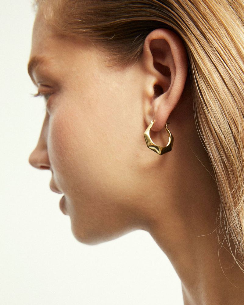 Gold Alohas Hexagon Women's Earrings | KVMAW4870