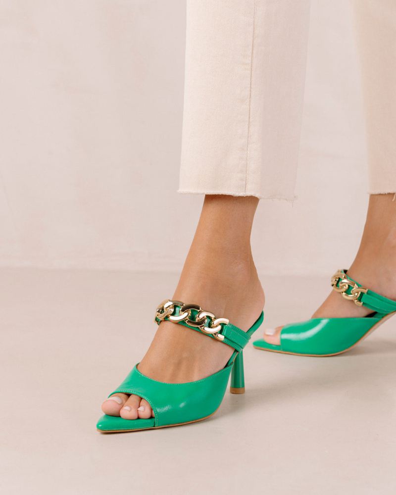 Green Alohas Daisy Leather Women's Sandals | OPENT3109