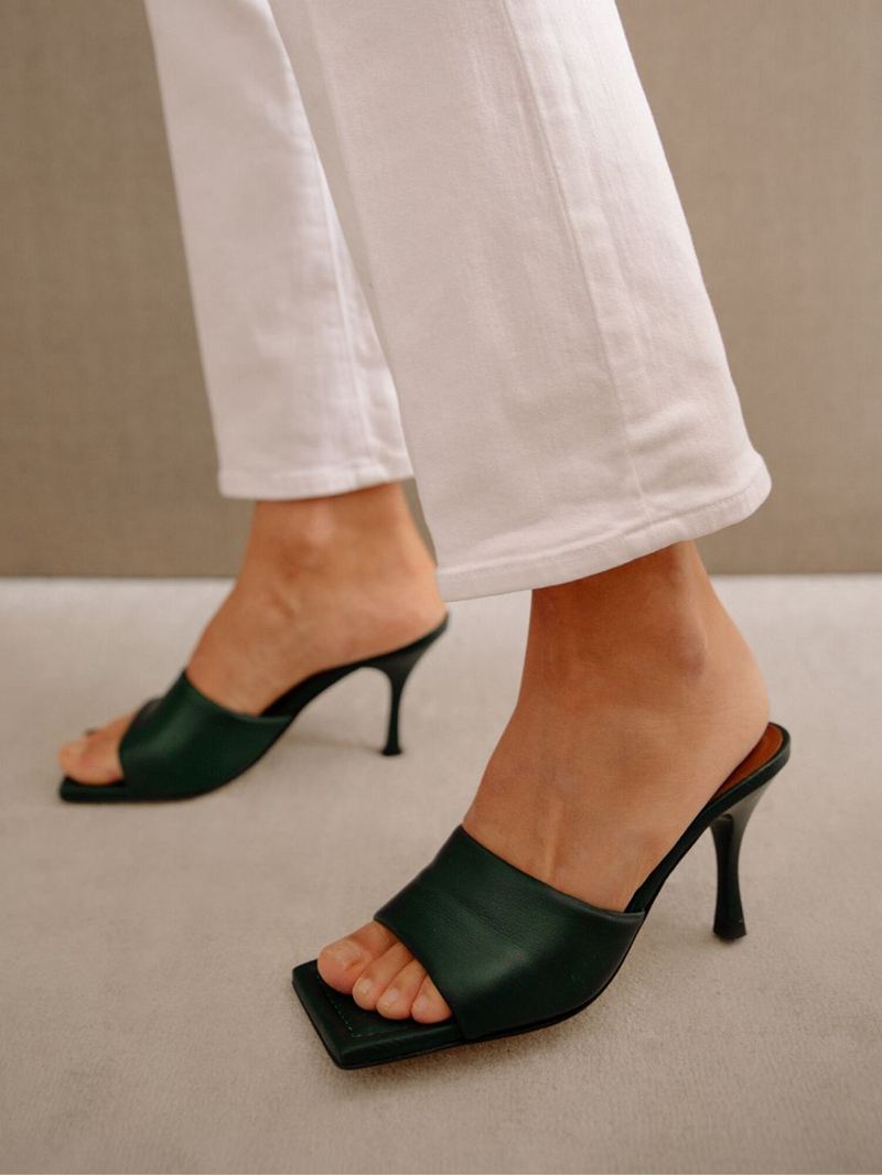 Green Alohas Puffy Women's Mules | VEGSU5614