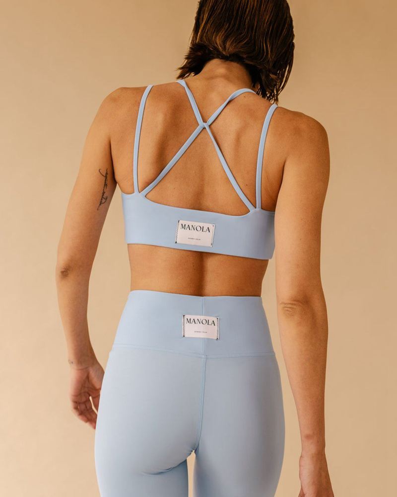 Light Blue Alohas Crossed Back Top Women's Sportswear | JIXVY5210