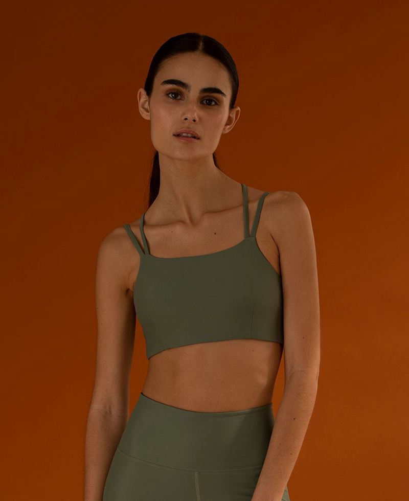 Olive Alohas Crossed Back Top Women's Sportswear | WNLFG2503