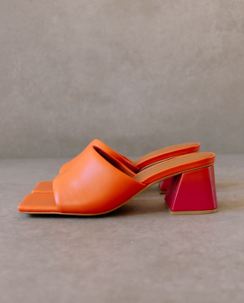 Orange Alohas Brushed Degradé Leather Women's Heels | GFNTQ7958