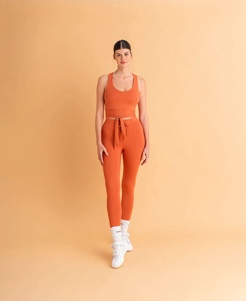 Orange Alohas Cross Legging Women's Pants | FVITJ5612