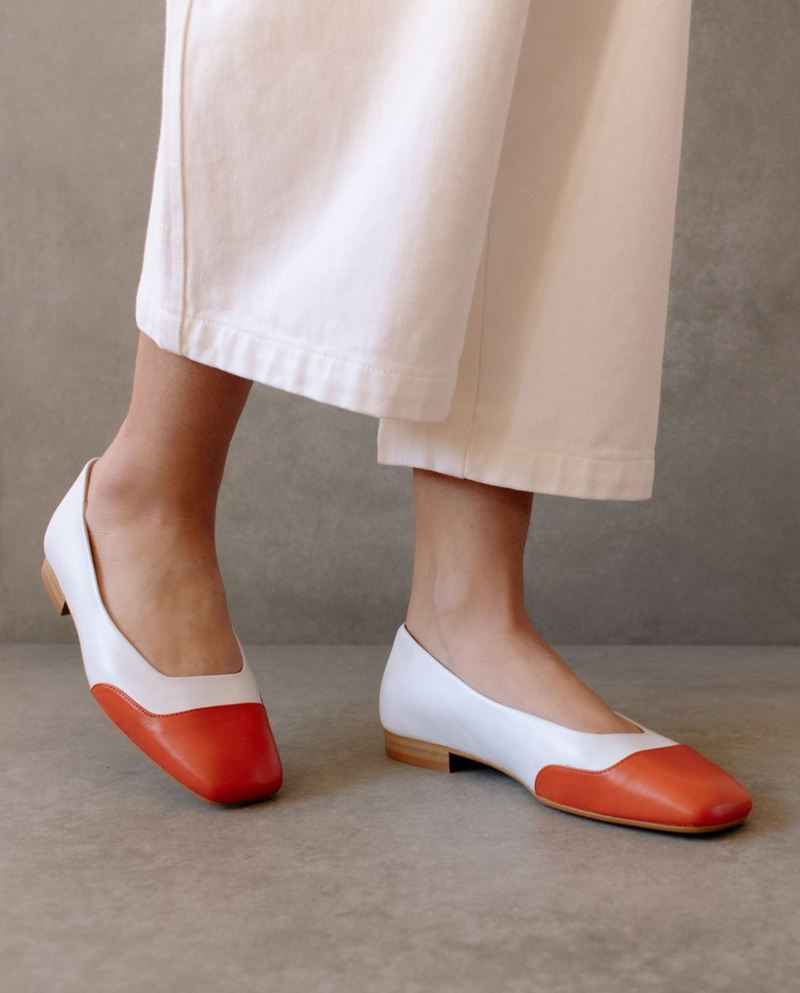 Orange/White Alohas Salty Women's Ballet Flats | PVTEQ6235