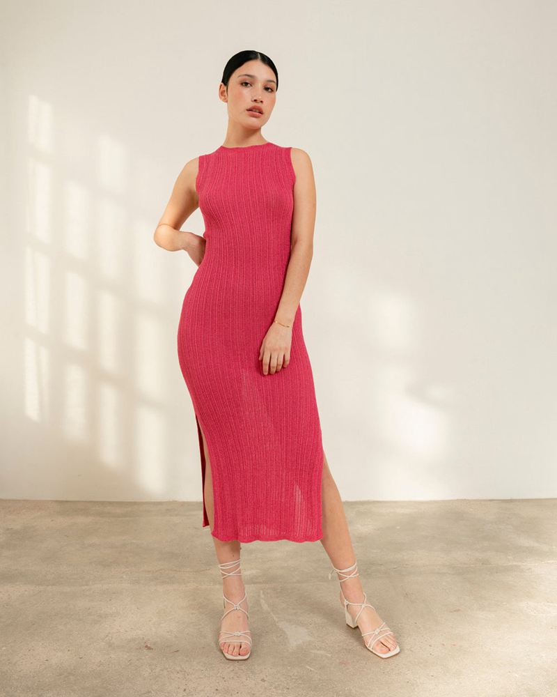 Pink Alohas Breezy Glim Women's Dresses | FTGDS7530