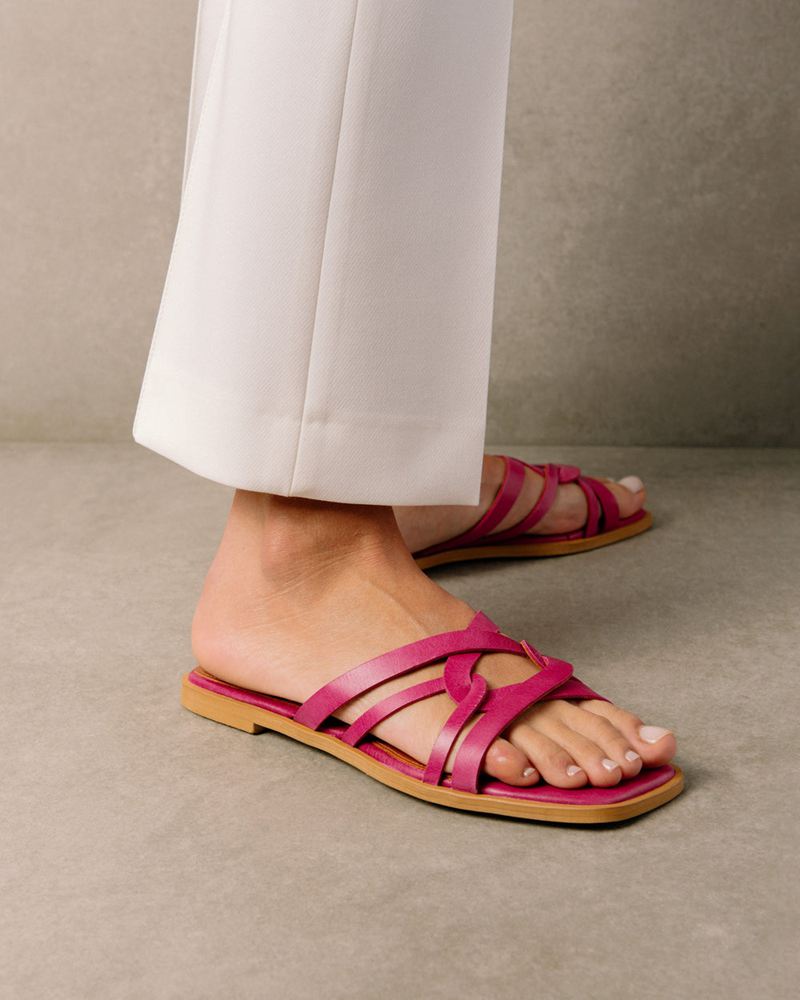 Pink Alohas Pad Leather Women's Sandals | WJPEX2514