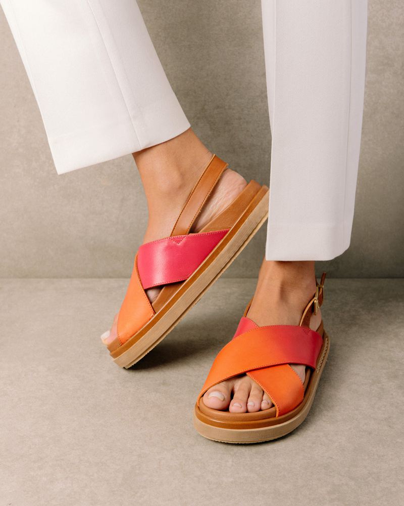 Pink/Orange Alohas Marshmallow Women's Sandals | NBSGT1395