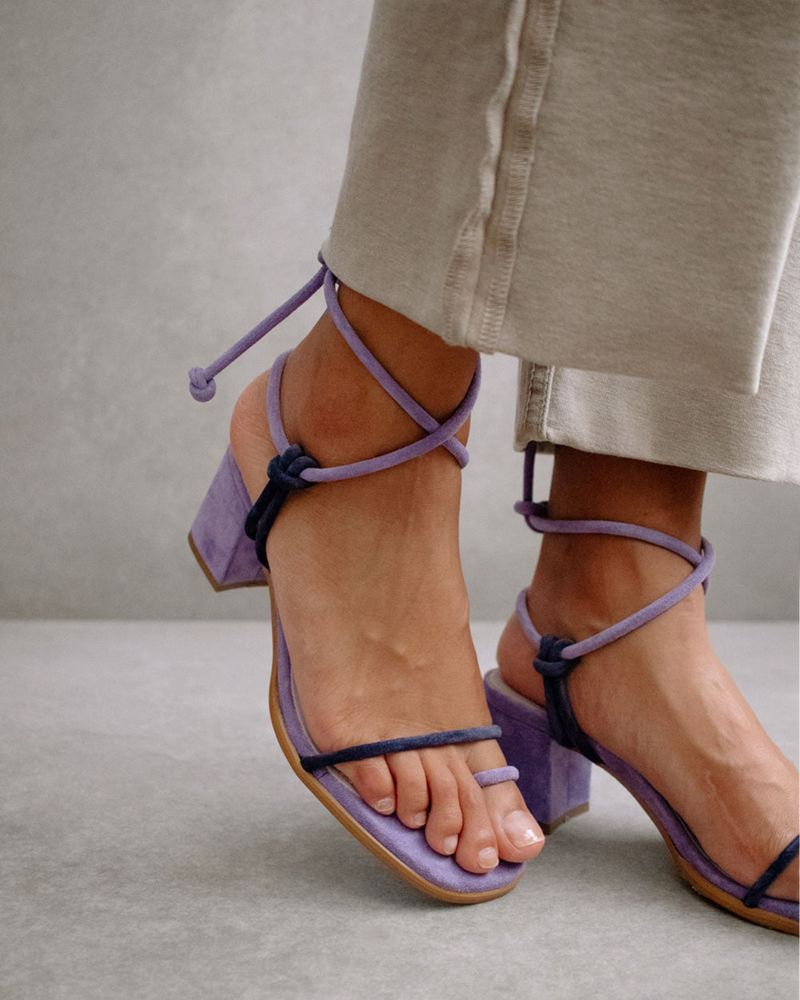 Purple Alohas Grace Leather Women's Sandals | XRNMW2813