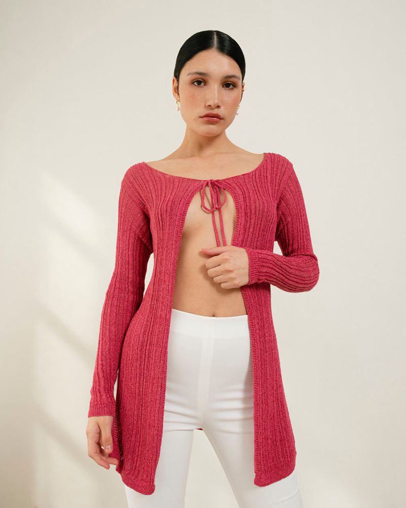 Red Alohas Witty Women's Cardigans | VJYSQ4107