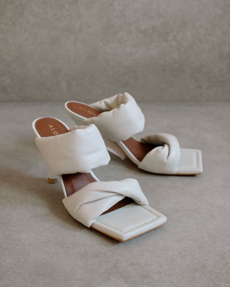 White Alohas Twist Strap Leather Women's Mules | WKBHT2013