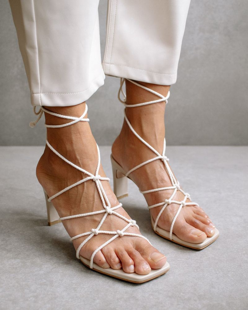 White Alohas Unique Laced Women's Heels | ZGAVO6143