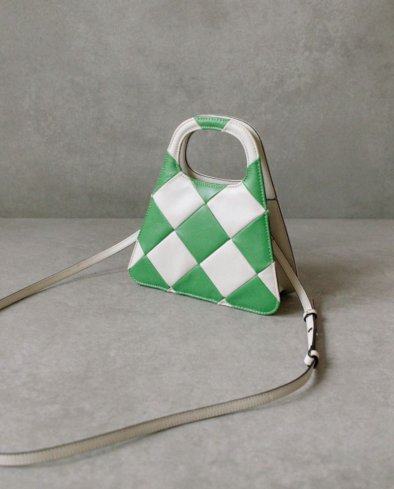 White/Green Alohas The A Scacchi Leather Women's Bags | XSTCQ8049