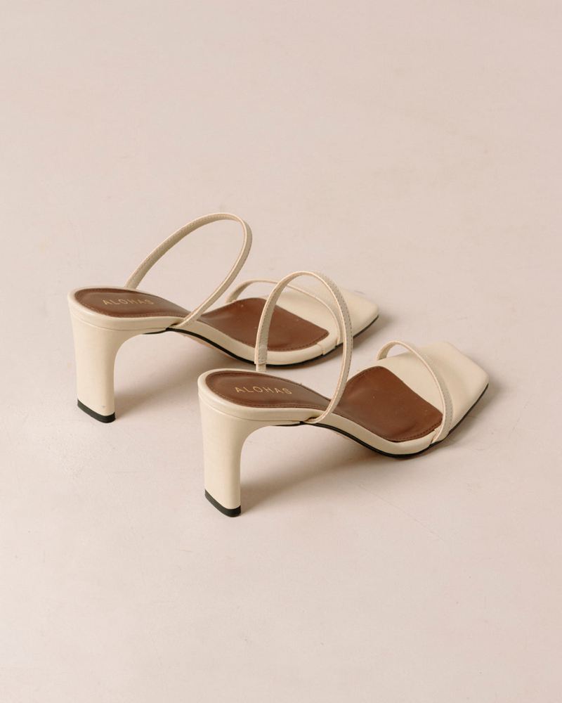 Beige Alohas Cannes Leather Women's Sandals | CKBUO1073