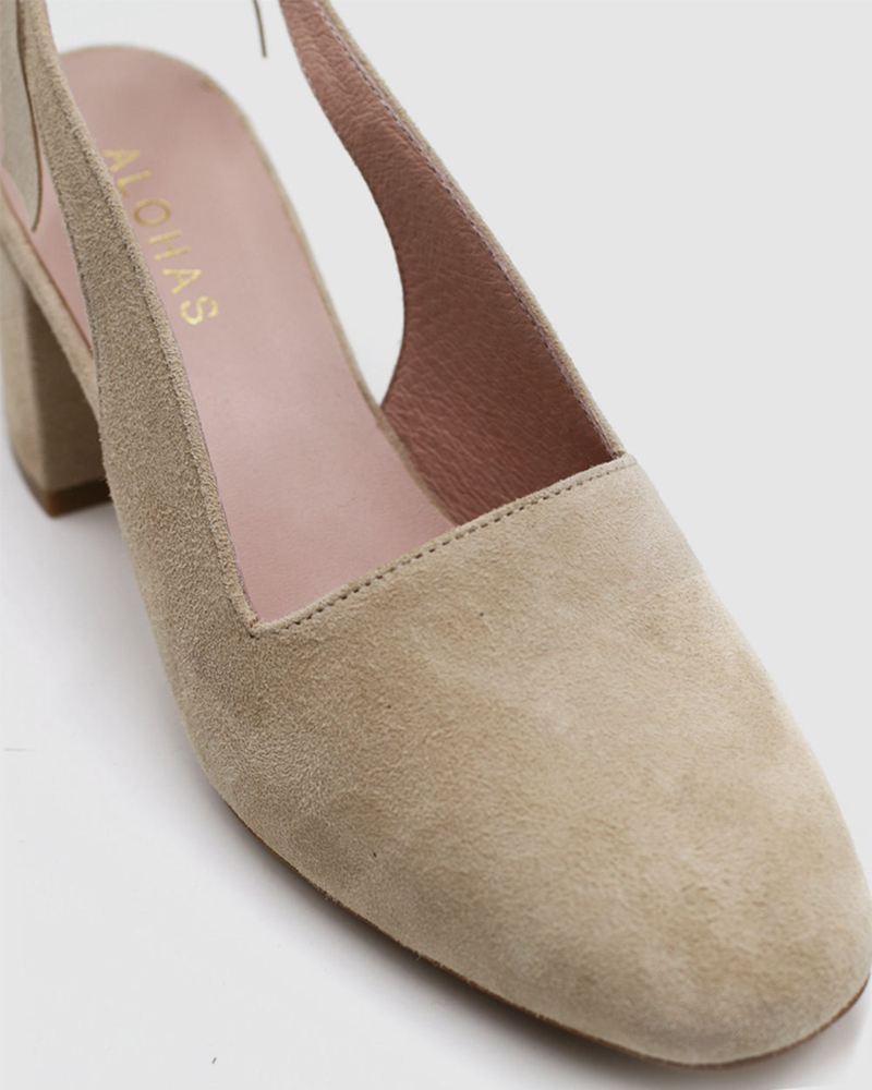 Beige Alohas Charlotte Women's Mules | TANFH2609