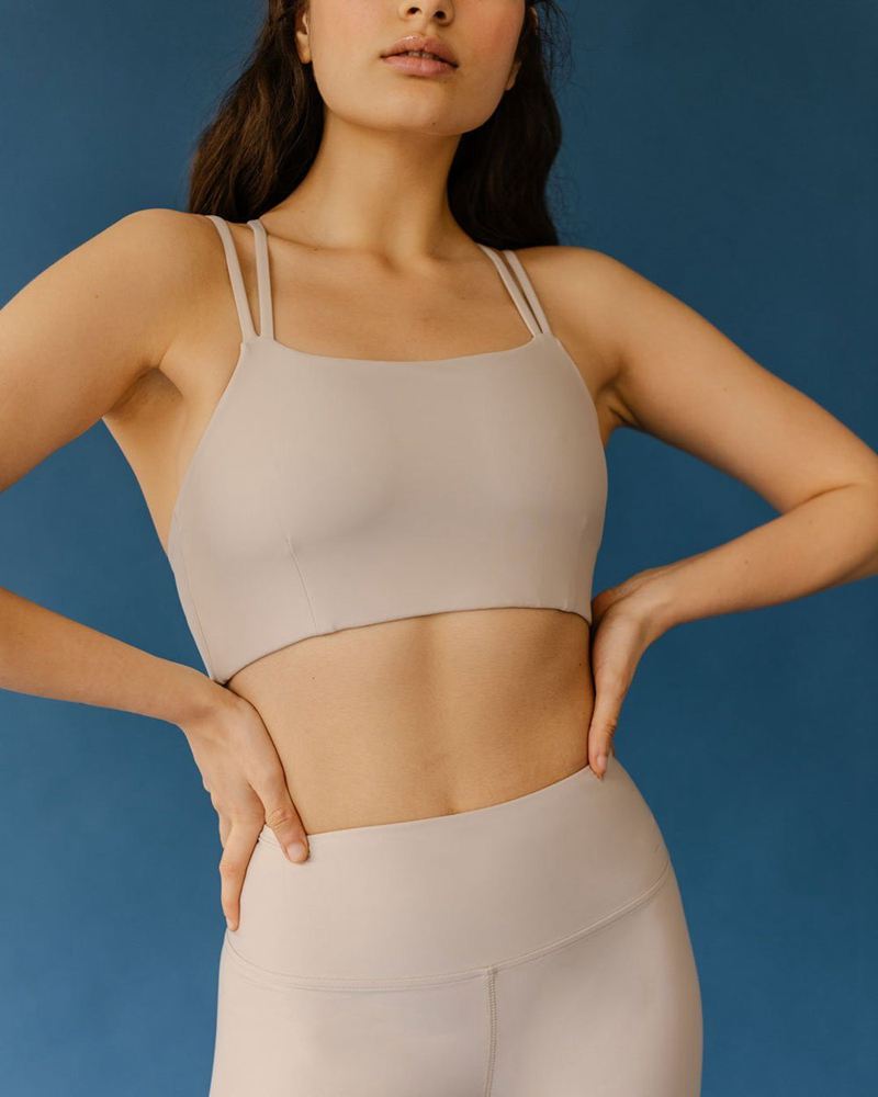 Beige Alohas Crossed Back Top Women's Sportswear | NGBRF9651