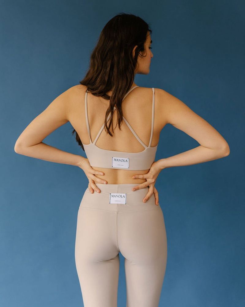 Beige Alohas Crossed Back Top Women's Sportswear | NGBRF9651