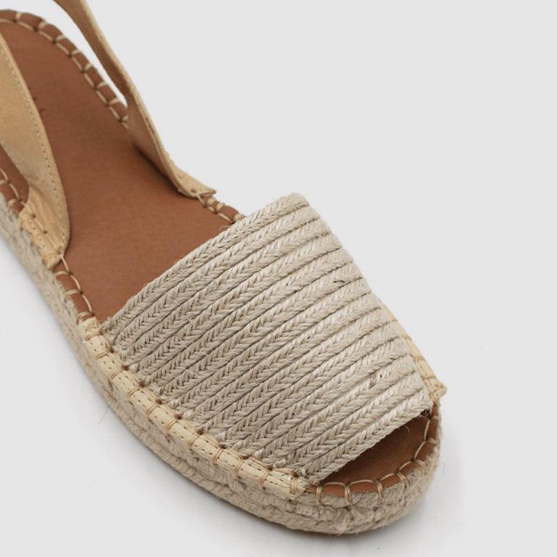 Beige Alohas Ibizas Platform Raffia Women's Espadrilles | ZQFVL8619