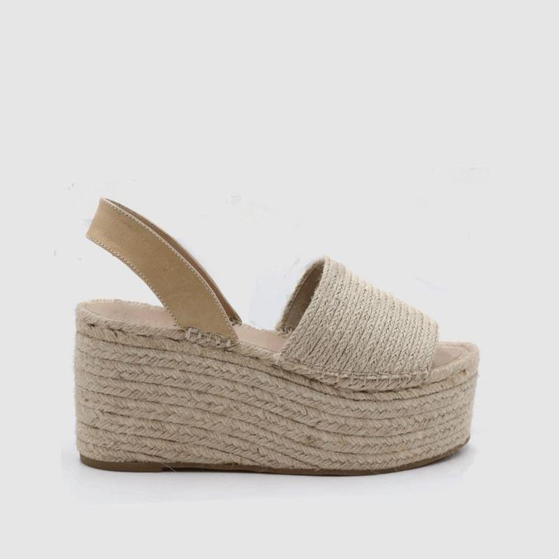 Beige Alohas Ibizas Xl Raffia Women's Espadrilles | CAHNS1560