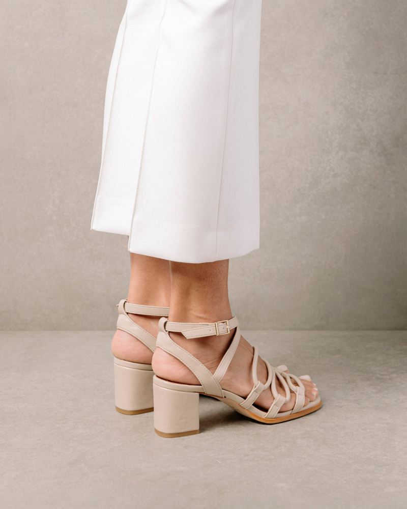 Beige Alohas Mick Vegan Leather Women's Sandals | LYWNV4097