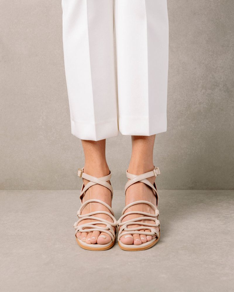 Beige Alohas Mick Vegan Leather Women's Sandals | LYWNV4097