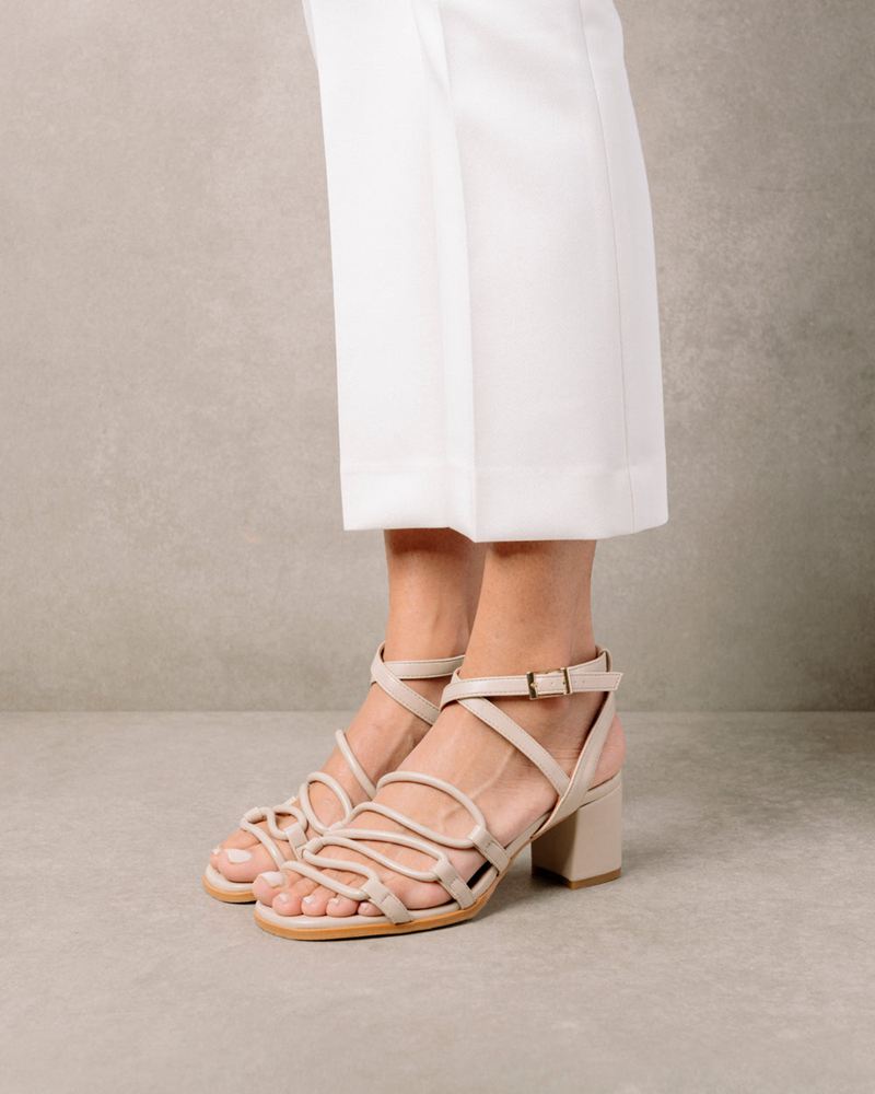 Beige Alohas Mick Vegan Leather Women's Sandals | LYWNV4097