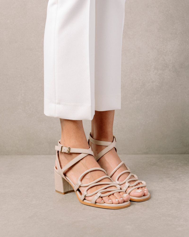 Beige Alohas Mick Vegan Leather Women's Sandals | LYWNV4097