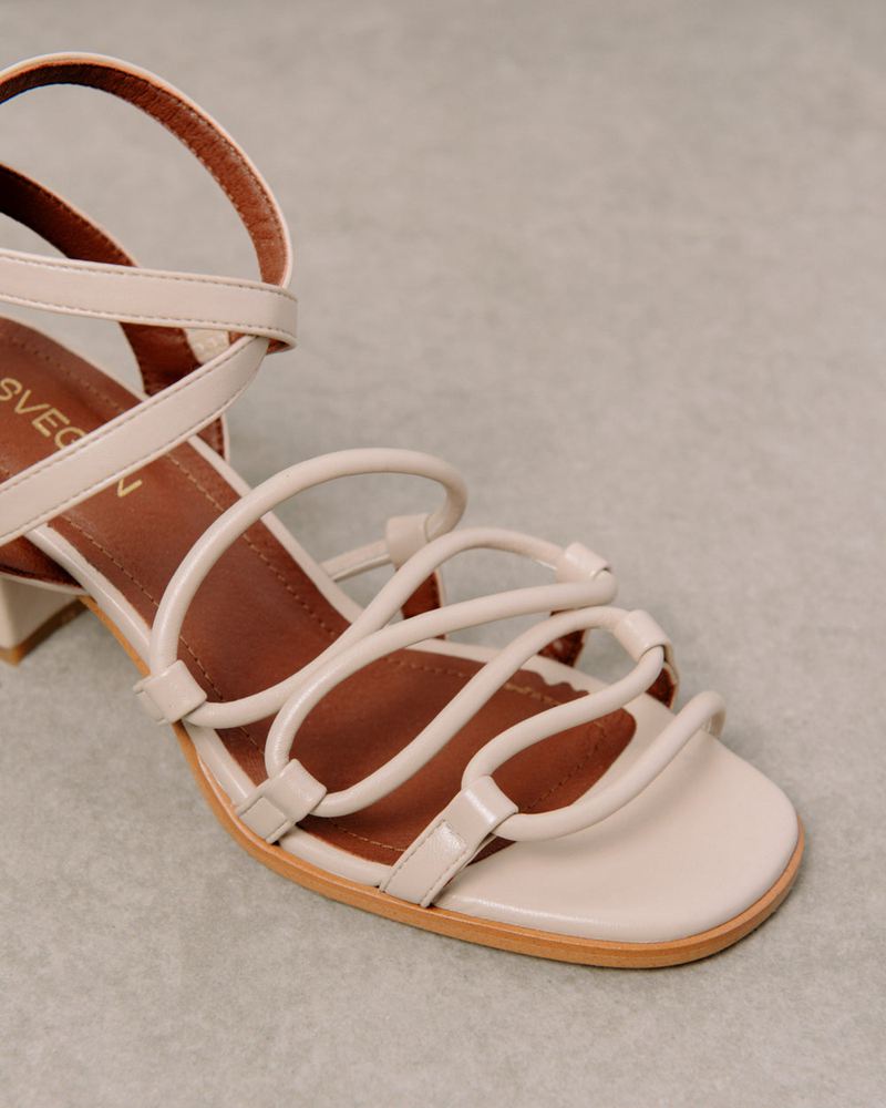 Beige Alohas Mick Vegan Leather Women's Sandals | LYWNV4097