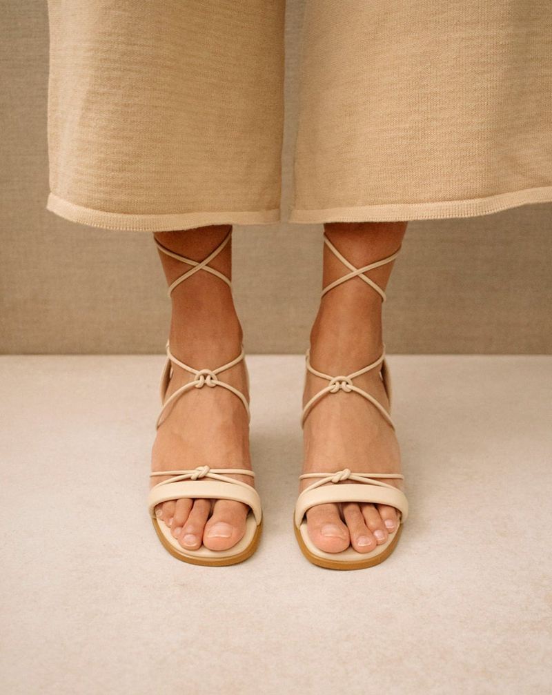 Beige Alohas Sophie Vegan Leather Women's Sandals | SZMTW7986