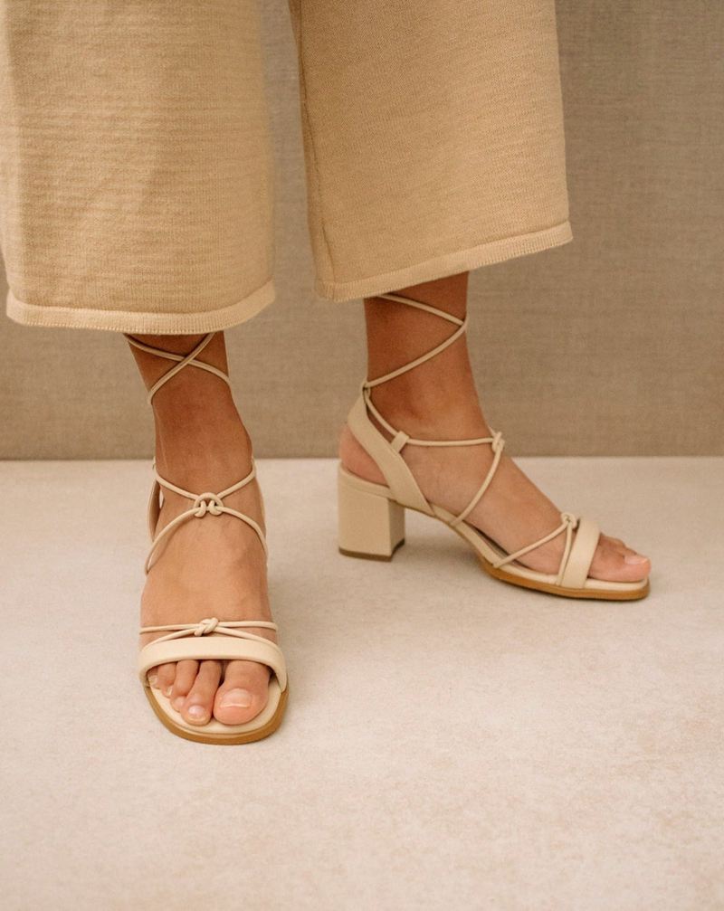 Beige Alohas Sophie Vegan Leather Women's Sandals | SZMTW7986