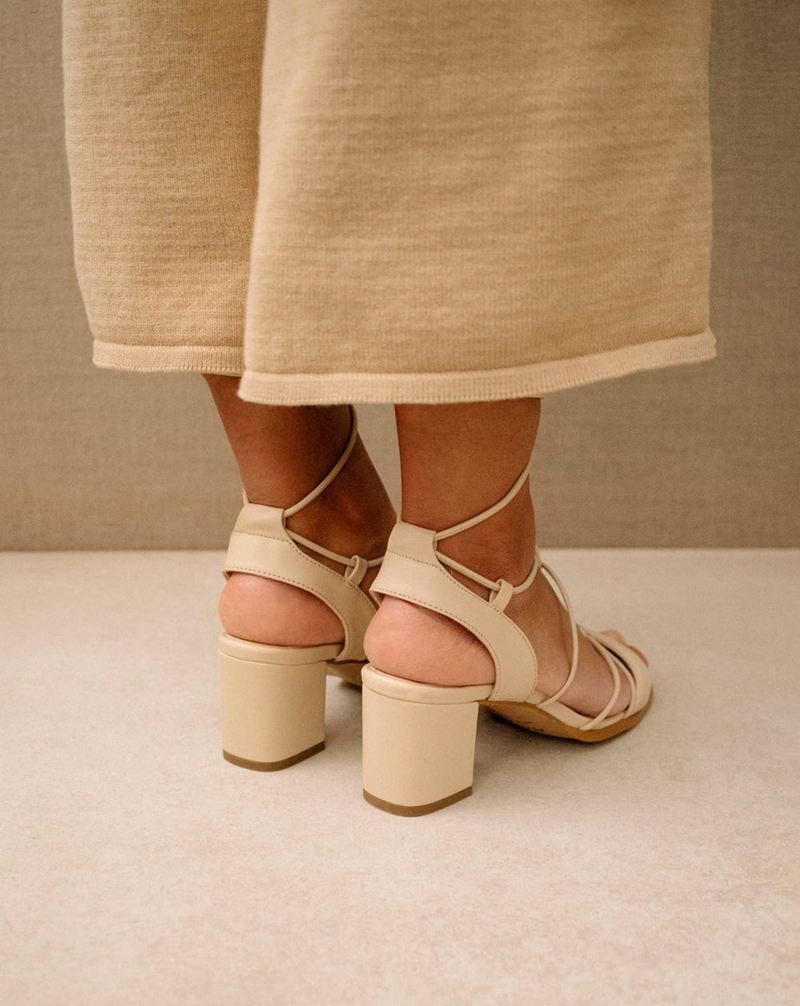 Beige Alohas Sophie Vegan Leather Women's Sandals | SZMTW7986