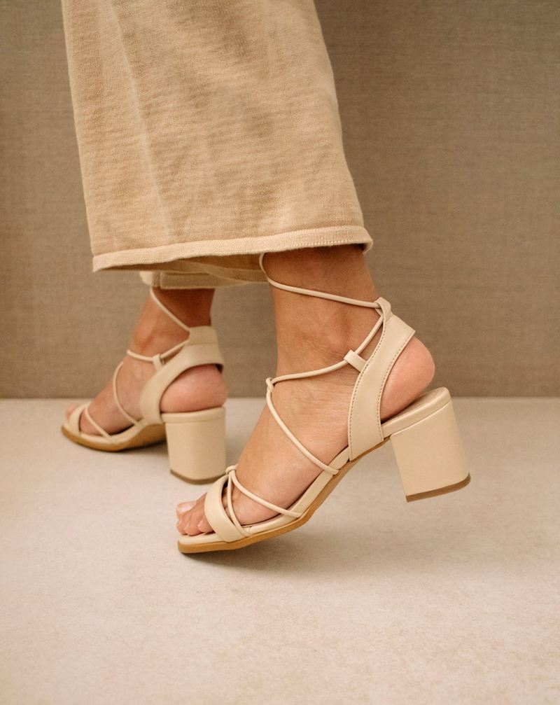 Beige Alohas Sophie Vegan Leather Women's Sandals | SZMTW7986