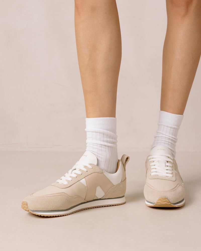 Beige Alohas Tb.015 Leather Women's Sneakers | GZLBN7264