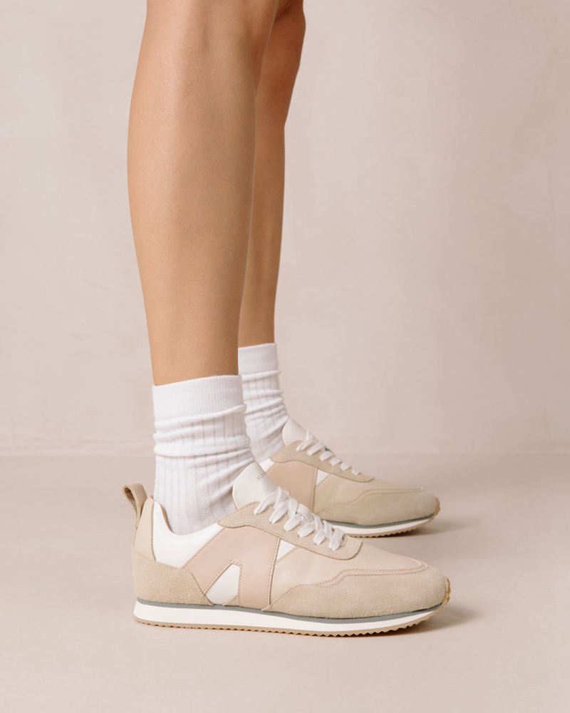 Beige Alohas Tb.015 Leather Women's Sneakers | GZLBN7264