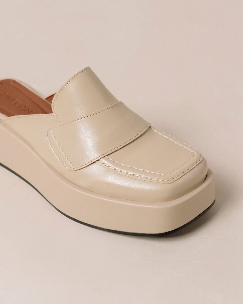 Beige Alohas Tempera Vegan Leather Women's Loafers | SUTIZ2958