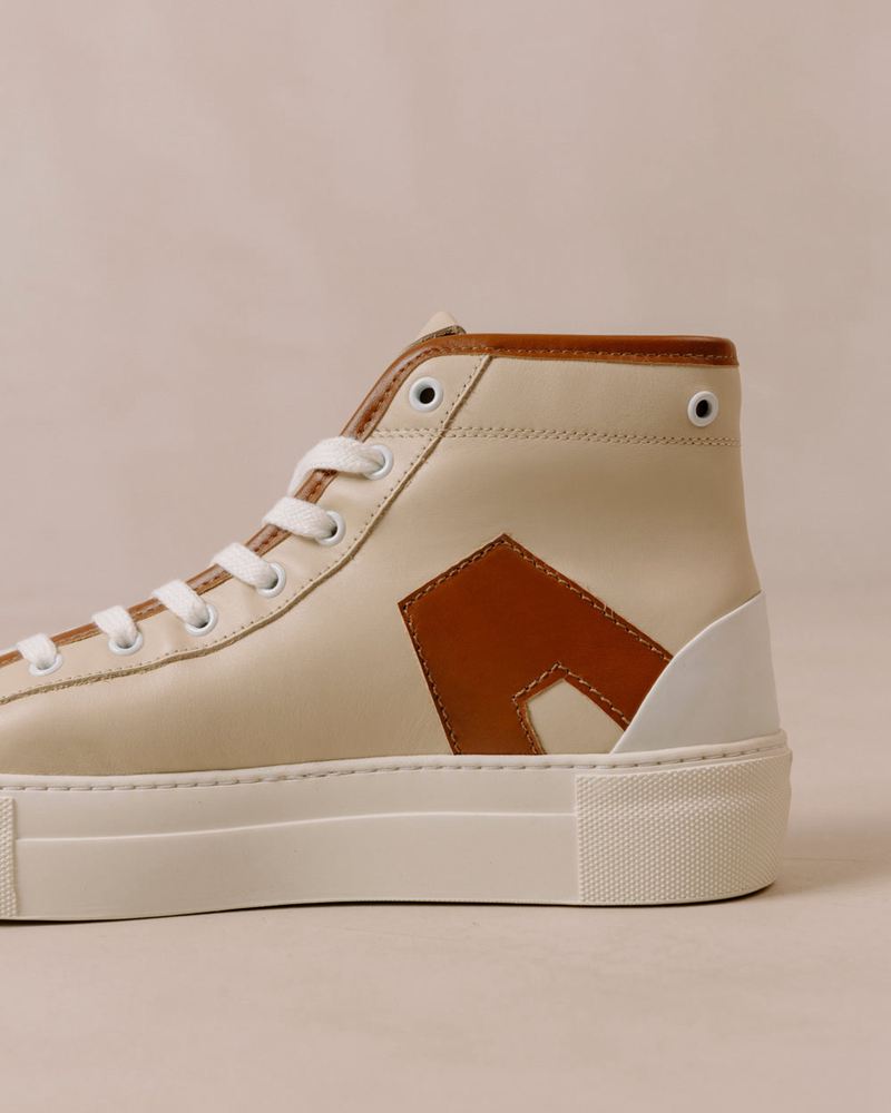 Beige/Brown Alohas Tb.35 Leather Women's Sneakers | KGHDF9360