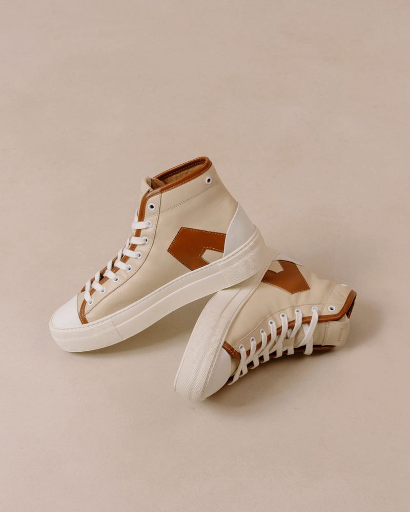 Beige/Brown Alohas Tb.35 Leather Women's Sneakers | KGHDF9360