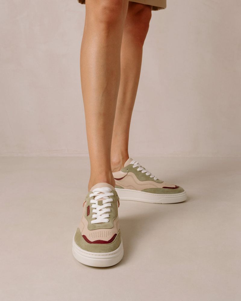 Beige/Green Alohas Tb.87 Leather Women's Sneakers | XZLPO5216