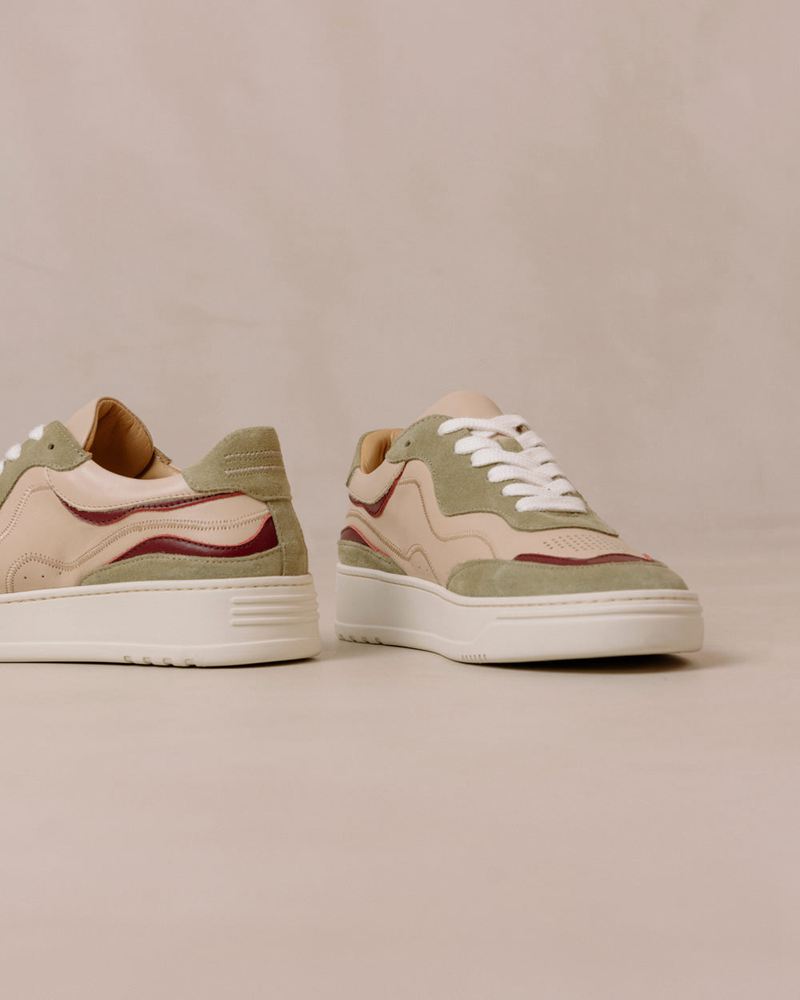 Beige/Green Alohas Tb.87 Leather Women's Sneakers | XZLPO5216