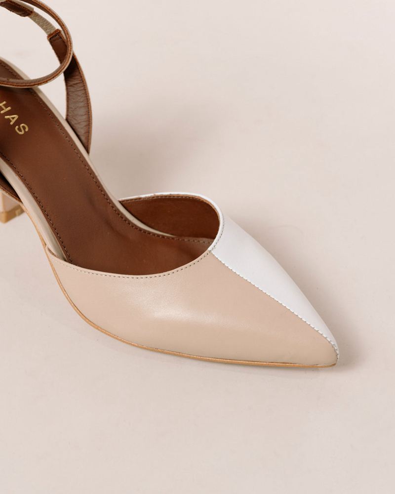 Beige/White Alohas Cinderella Women's Heels | UTNOE3675